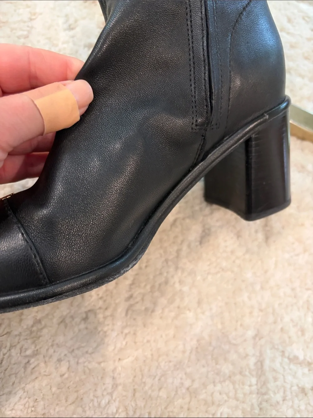 Tory Burch Black Leather Zip Ankle Booties with Gold Logo